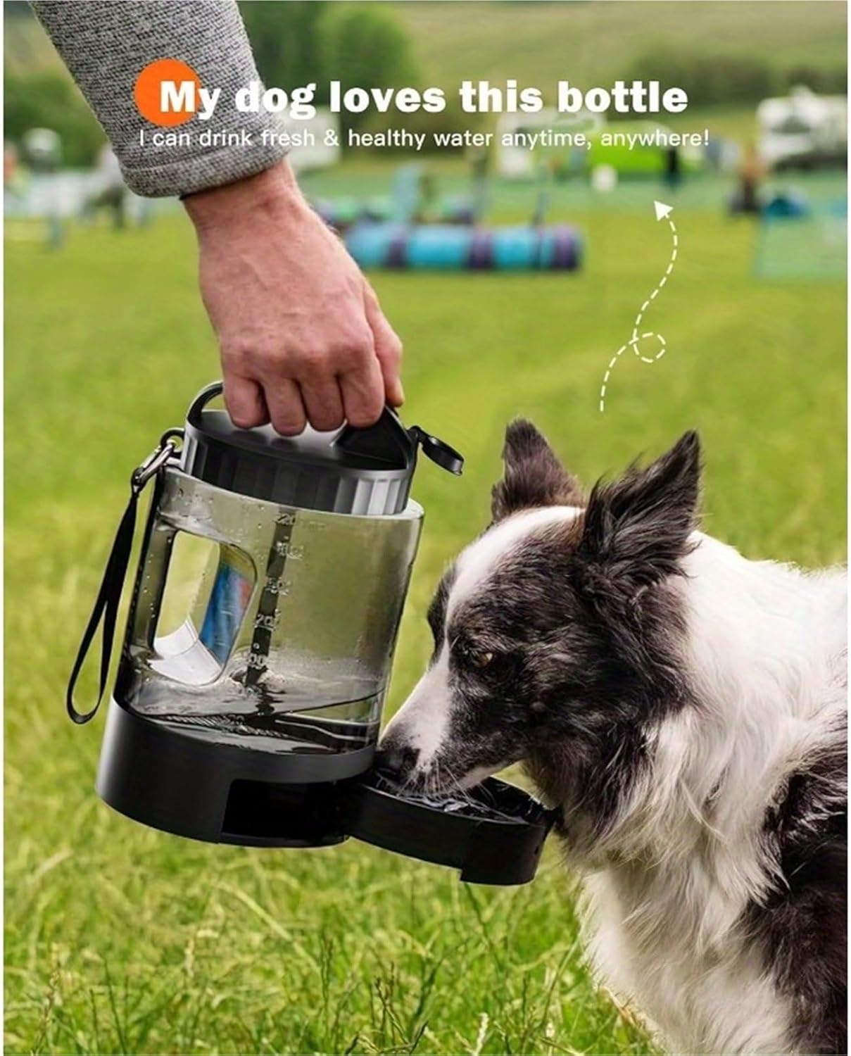 Portable Dog Water Bottle 2200ml Dog Drinking Bottle Spill Proof BPA Free Food Grade for Dogs/Cats for Travel Walking Hiking Park(Black 2pcs)