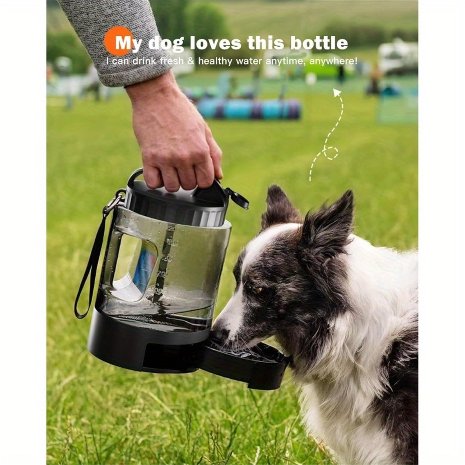Borraccia Portatile per Cani 2200ml Alimentare Borraccia per Cani Senza BPA Per Escursionismo Viaggio Passeggiata(Black)