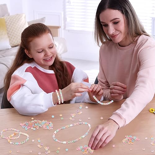 Miniatura 6 de 1900 cuentas de letras, cuentas de letras DECYOOL que brillan en la oscuridad, cuentas acrílicas del alfabeto, con 1 rollo de cuerda elástica para
