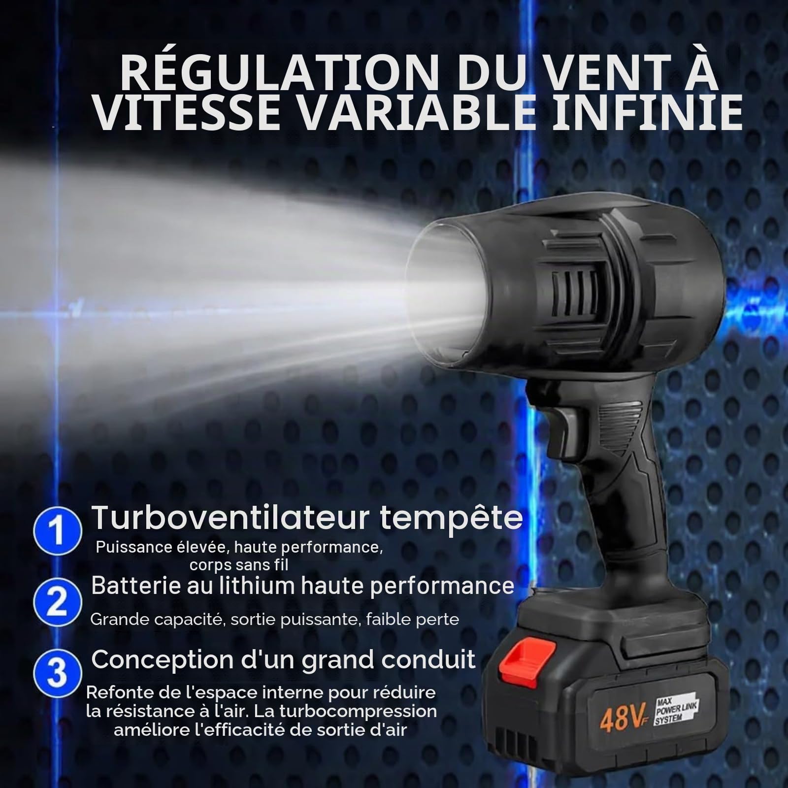 Seese Pro Souffleur de feuilles sans fil, turbo-jet léger, super puissant, portable pour extérieur pour nettoyage de cour/terrasse/voiture (noir)