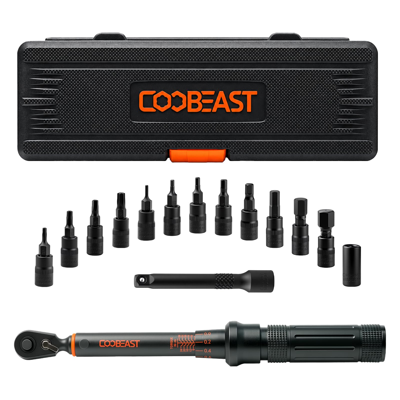 Bike Torque Wrench 1/4-Inch 15pcs Bike Tool Kit 2~26 Nm/17.7~230.1 in-lb