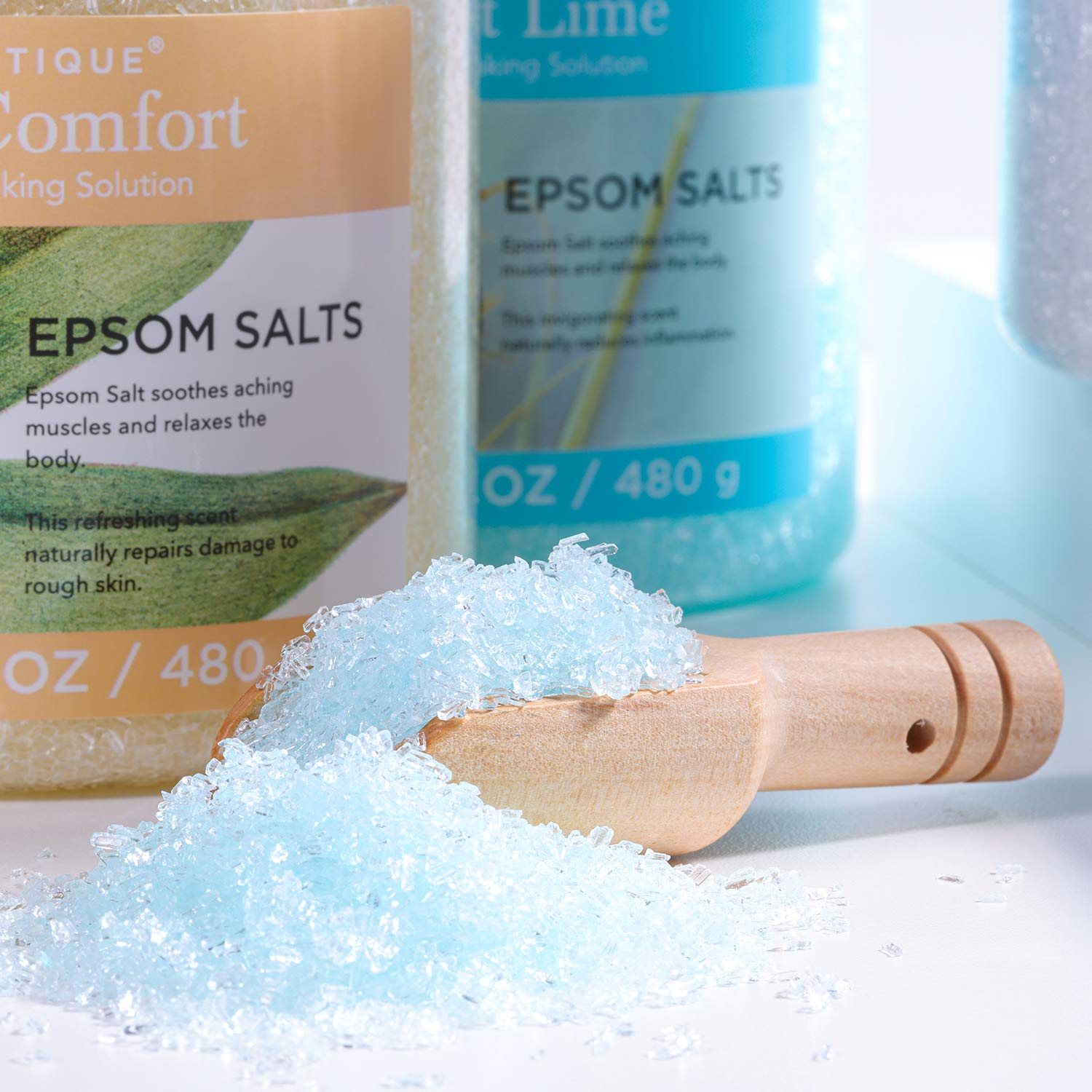 Spa Luxetique Sel d’Epsom, Coffret Sel de Bain, 3*480g avec l'Huile Essentielle, Lavande, Vanille,Noix de Coco Citron Vert,Pour un Bain de Pieds,Idéede Noël et d’Anniversaireet,Cadeau Fete des Meres