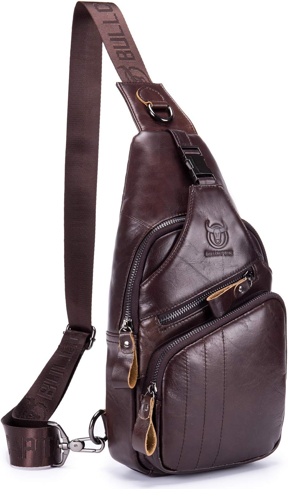 Leather Men Sling Bag Casual Crossbody Chest Bags Travel Daypack