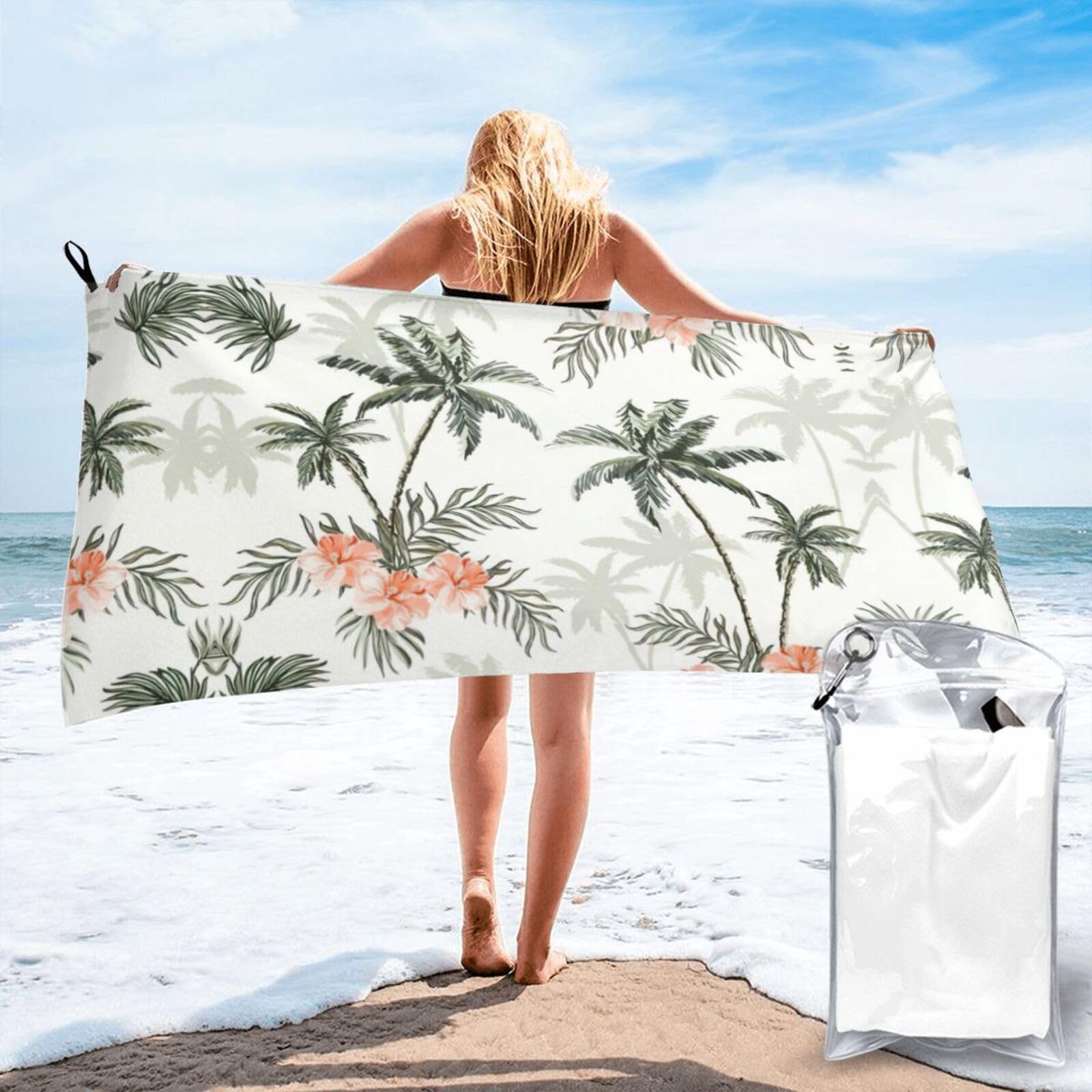 KAPPTYY Tropical Palm Trees Print Quick Dry Towel Bath Shower Beach Wrap For Gym Vacation Adults
