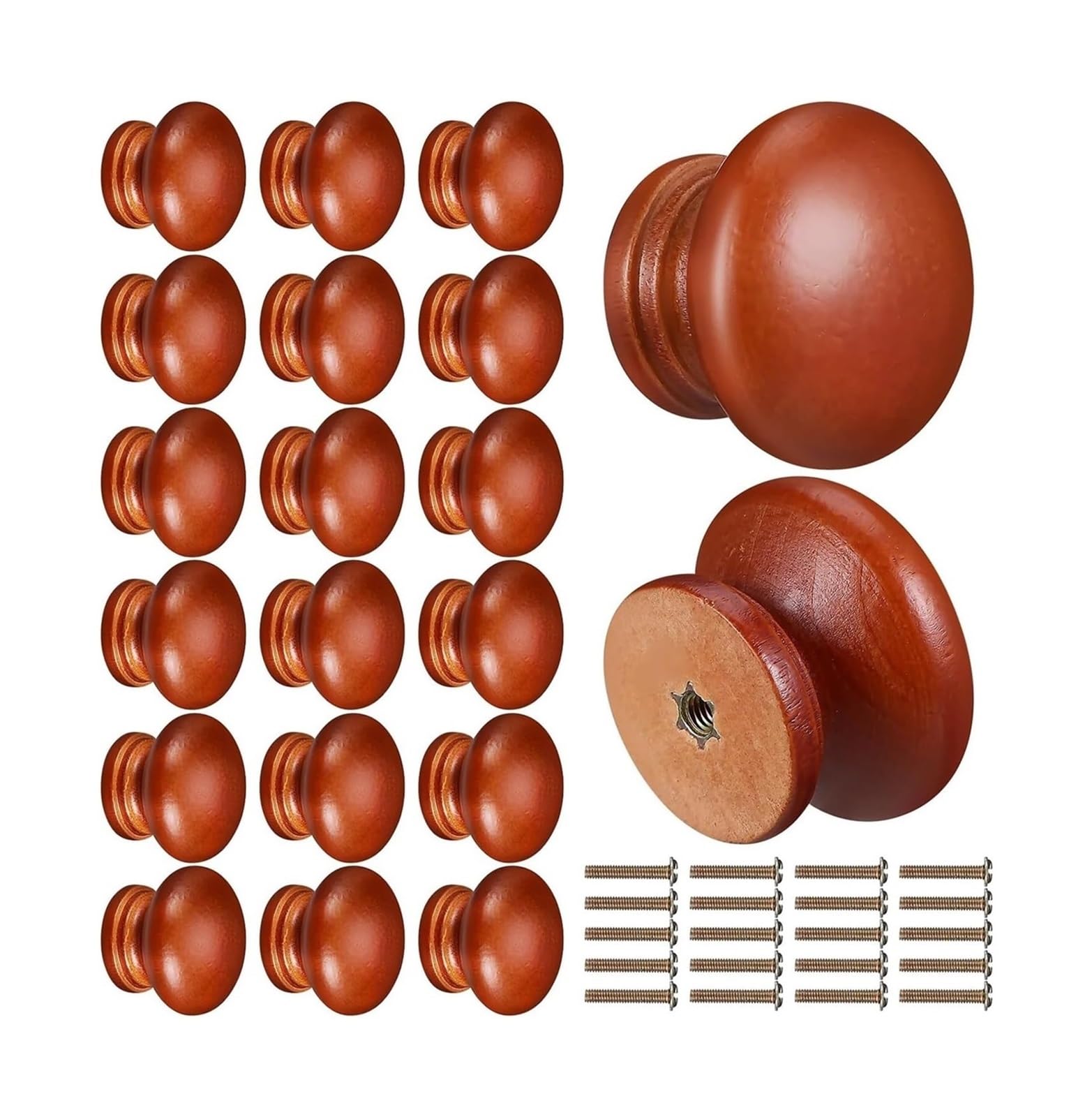 Opeximatun Brown Wooden Cabinet Knobs 20 pcs for Drawers Cabinets Wardrobes