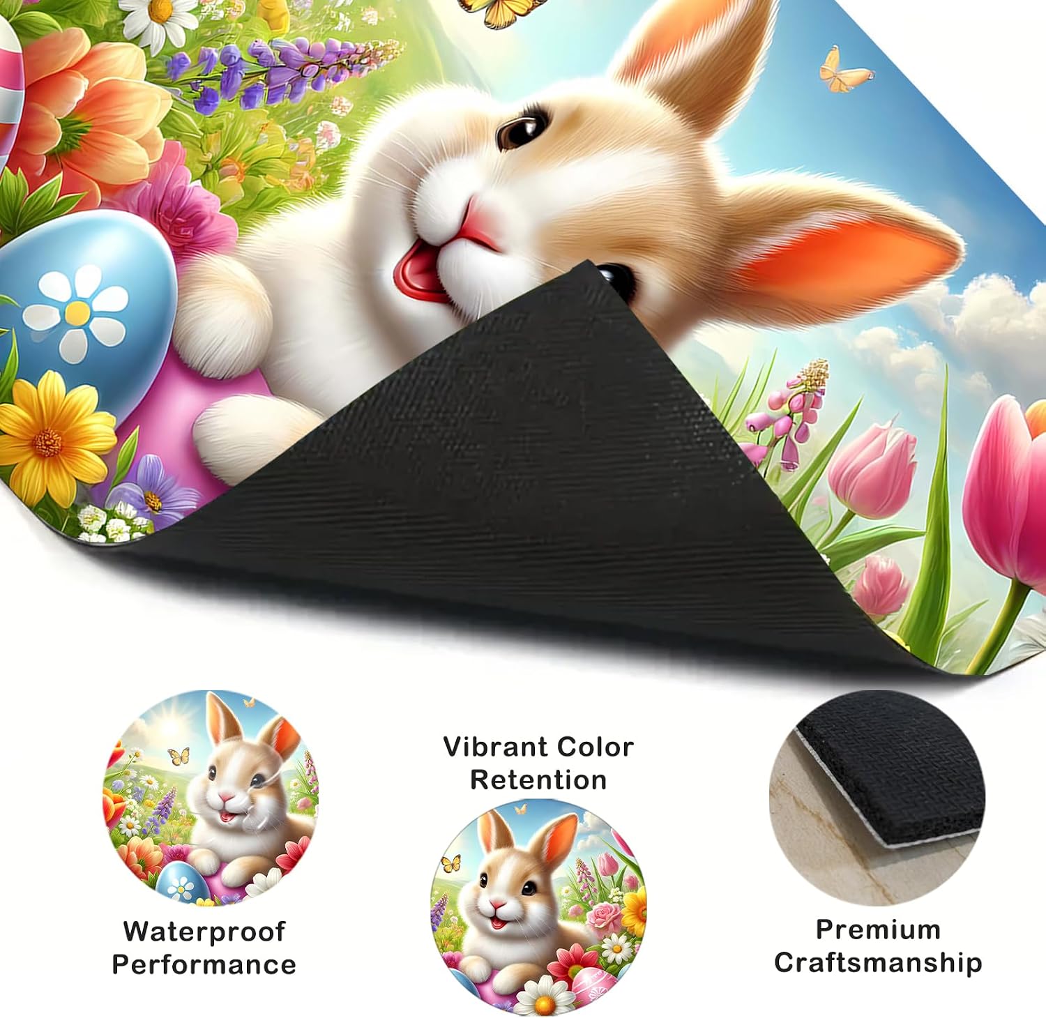 Nuxovilar Stove Top Cover, Glass Stove Top Cover Protector, Floral Butterfly Rabbit Printed Pattern, Polyester Diatomaceous Earth 28.65x20.47Inch, Kitchen Countertop, Home Appliance Protection