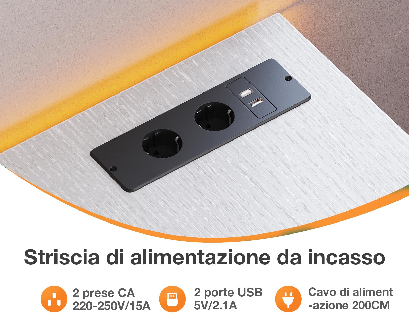 ODK Scrivania con Cassetto Sotto, Scrivania ad L con Multipresa, Scrivania ad Angolo Bianca con Design Reversibile, 155×110cm