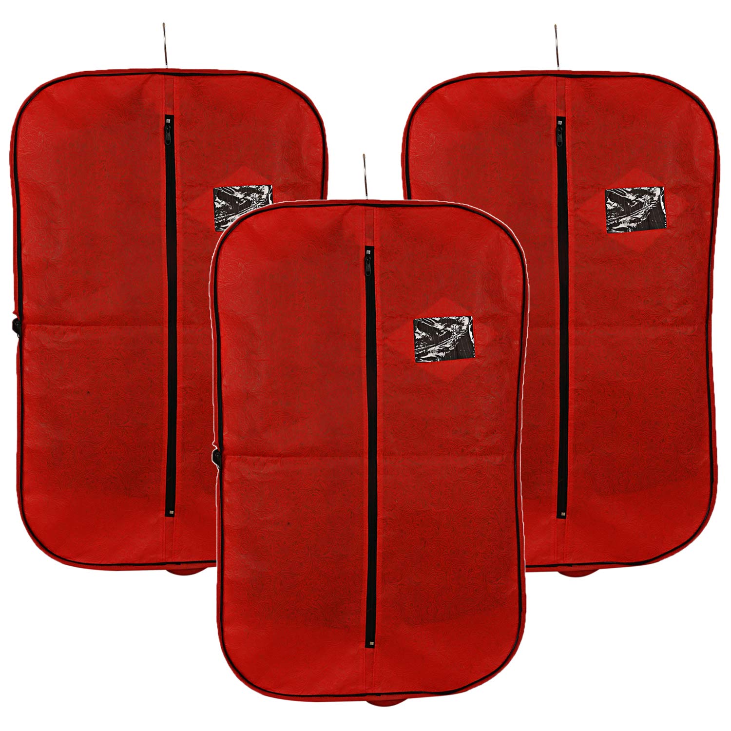 Kuber Industries Emboss Non Woven 1 Piece Foldable Men s Coat Blazer Cover (Red) - CTKTC5848