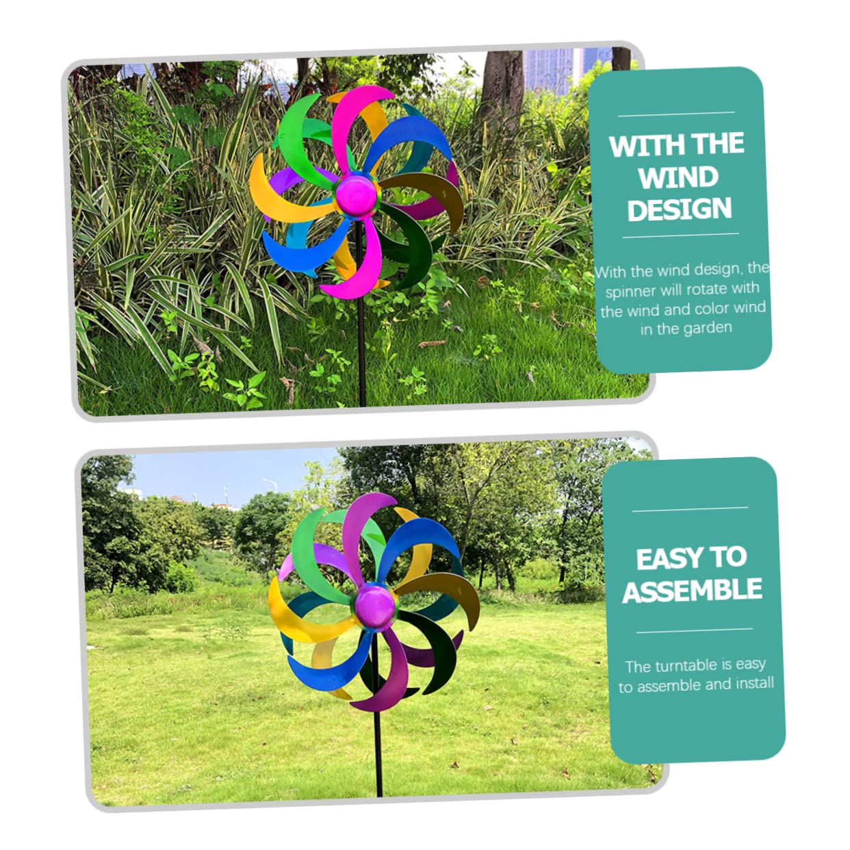 BESPORTBLE Buntes Windrad Spielzeug aus Eisen für Garten und Außenbereich | 1 Stück, Farbenfrohe Optik, Liebevolles Design, für Deko im Beet und Festliche Atmosphäre