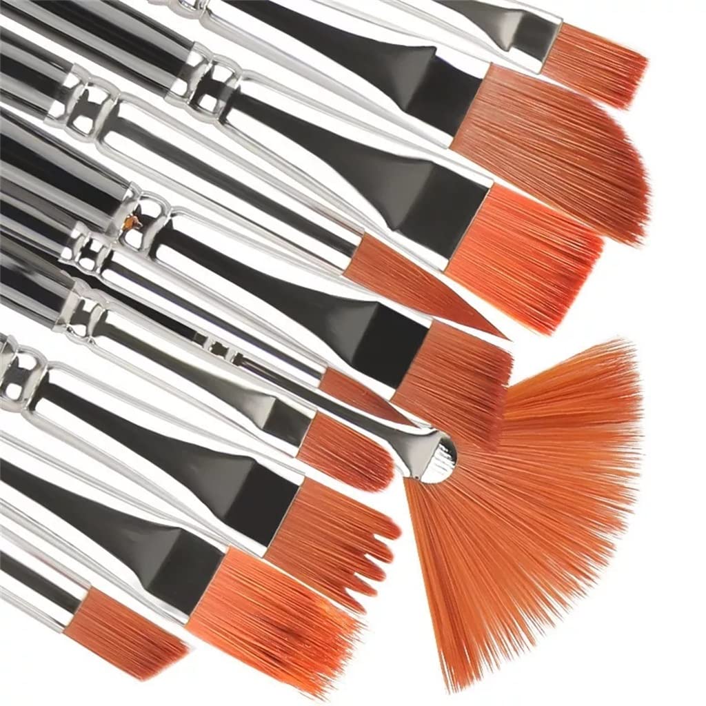 BATLAM Set di pennelli Multiuso da 12 Pezzi per Set di pennelli per Pittura ad Olio Forniture artistiche per Principianti in Capelli di Nylon (Color : A, Size (A As The Picture Shows)