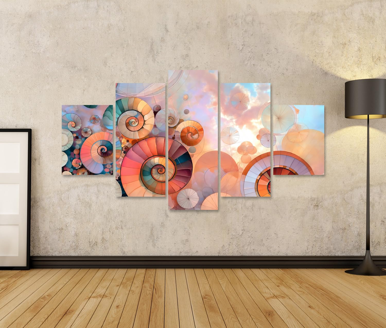 islandburner Bild auf Leinwand Faszinierende Spiralen Kunstdruck Wohnzimmer Deko für Kunstliebhaber - 5-teilig