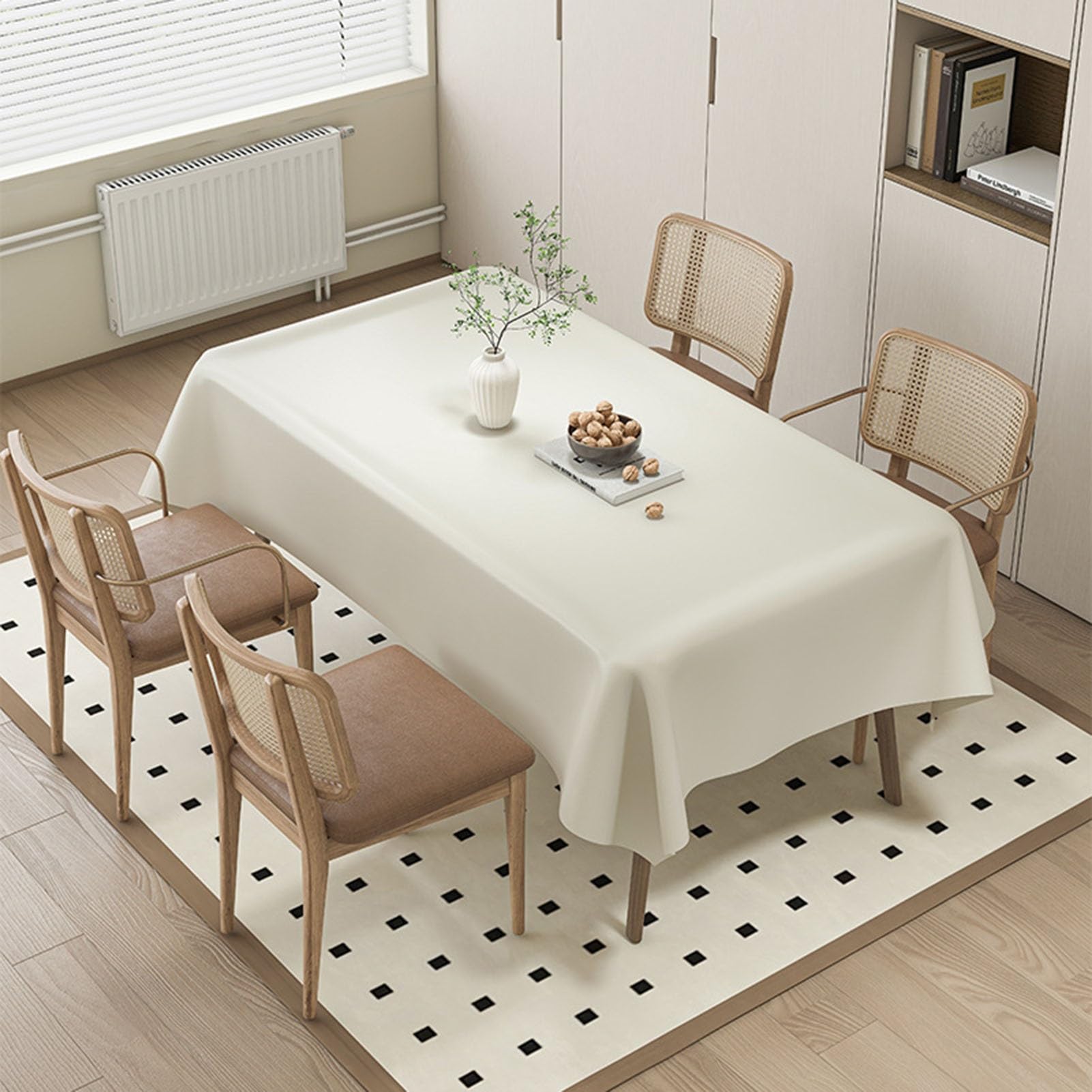 KAISUN Mantel Antimanchas Mesa, Table Cloth Impermeable Facil de Limpiar Cuero PU para Mesas Rectangular, Cocina Comedor Lavable (Color : Beige, Size : 140 x 220cm)