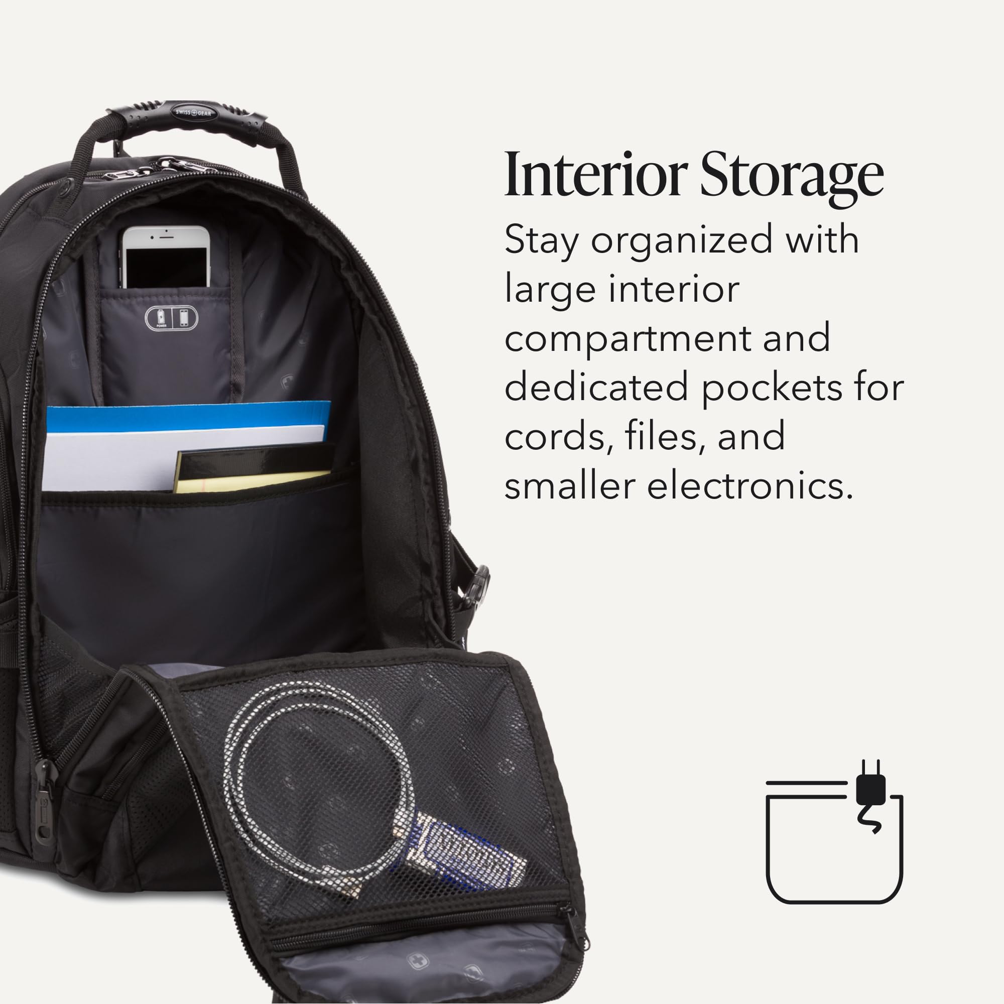 SWISSGEAR 1900 ScanSmart Laptop Backpack, Fits Most 17-Inch Laptops, TSA-Friendly Lay-Flat Design, RFID Protection, and Tablet Pocket, Black, 31L, 18.5-Inch view 6