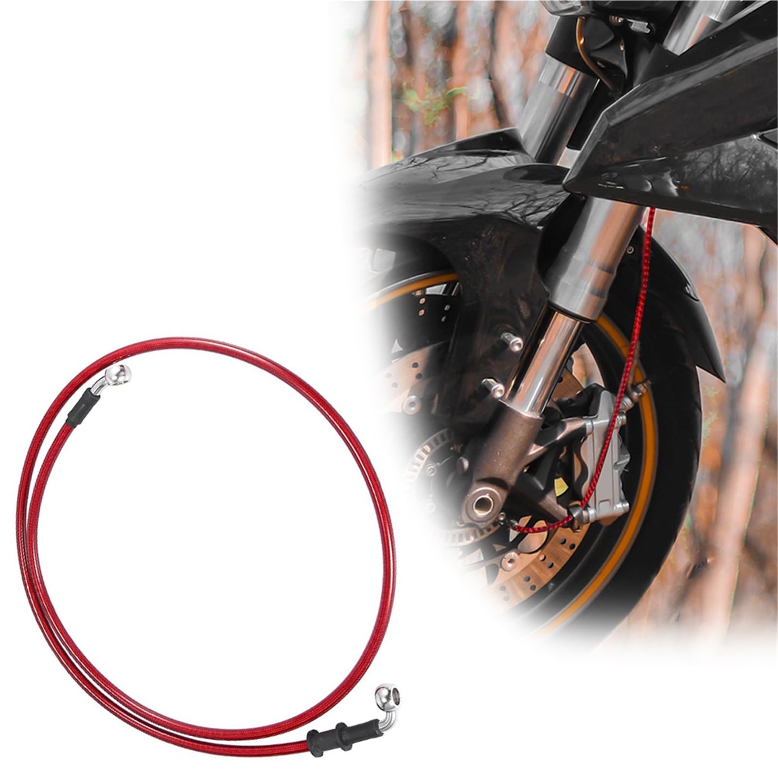 Shqxd Black- Silver Hydraulic Brake Hose Universal 40Cm Motorcycle Red Hydraulic Reinforced Stainless Steel Braided Line Pipe Brake Clutch Oil Hose(130Cm)