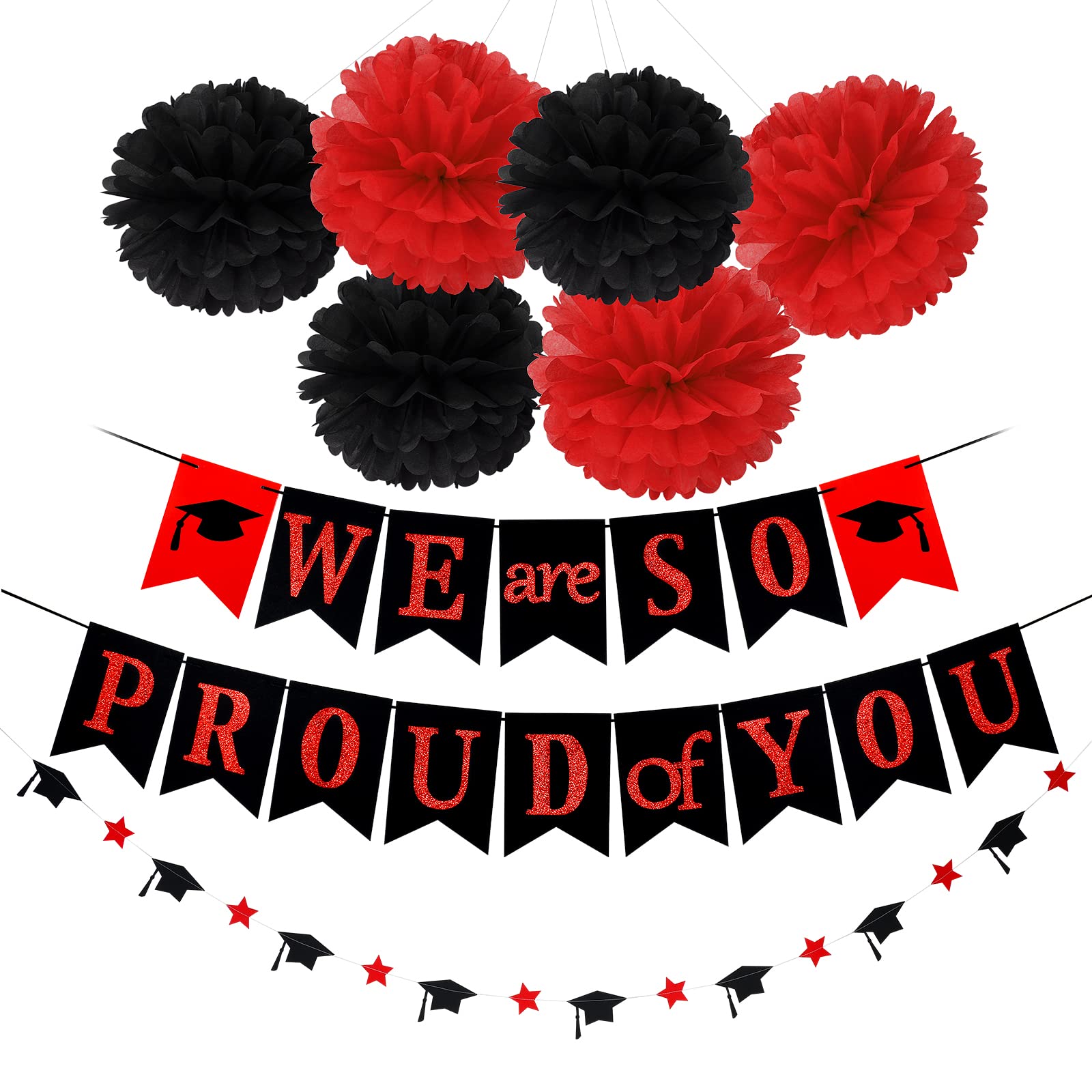 Class Of 2025 Graduation Banner - Red Glitter 'We Are So Proud Of You' Decor For High School & College Parties - View #10