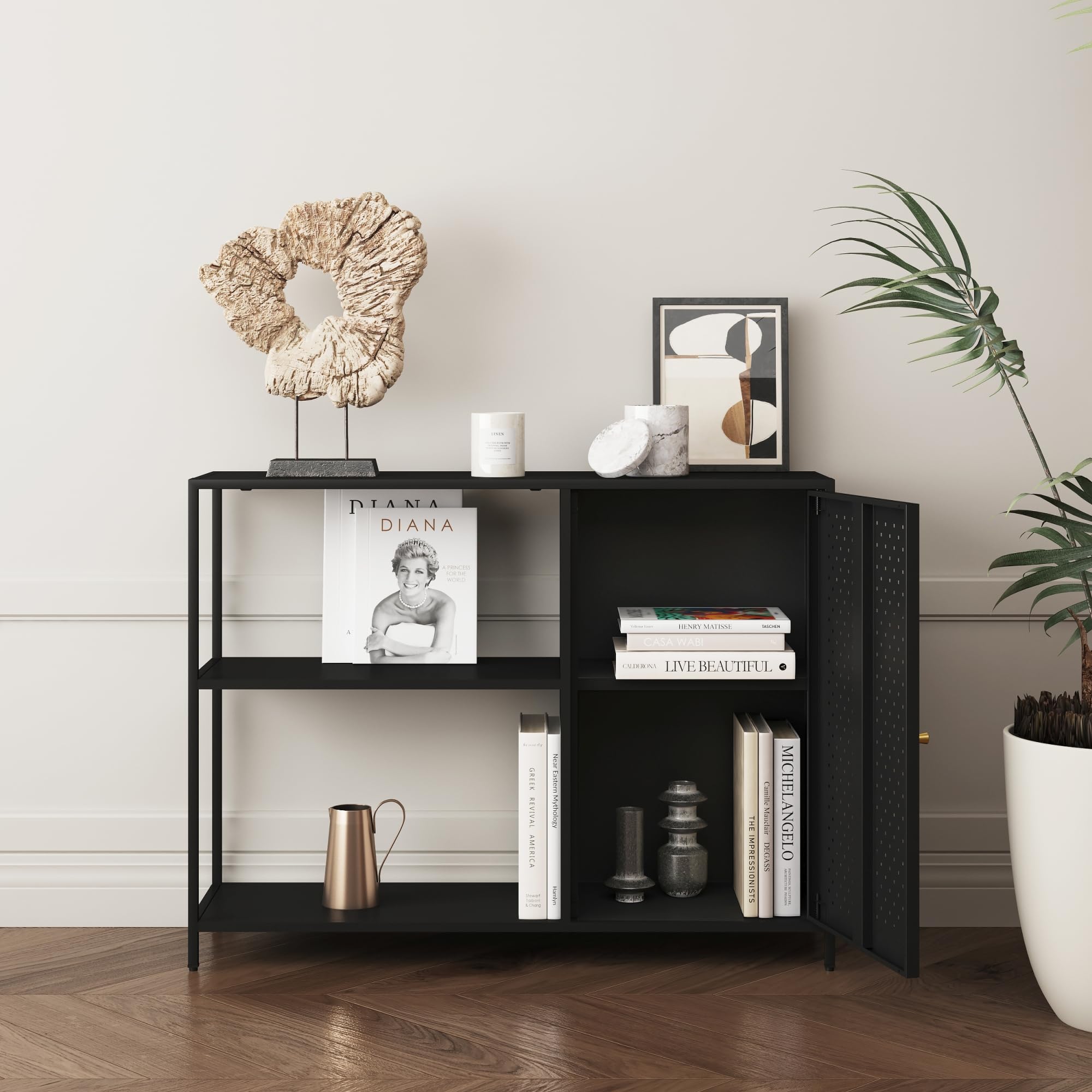 en.casa] Metal cabinet Viitasaari 75x100x30cm black matt