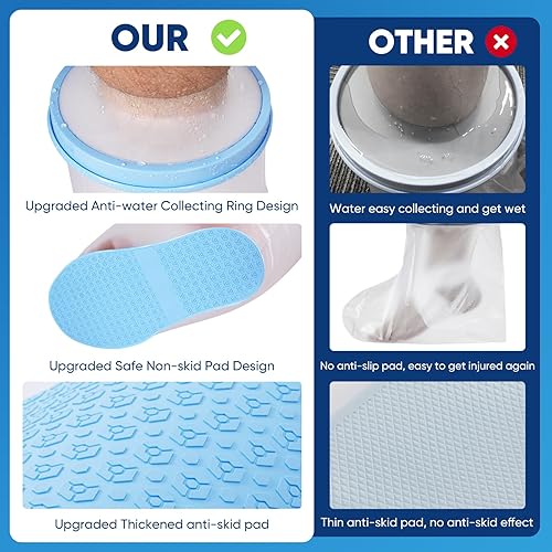 Miniatura 11 de Waterproof Foot Cover for Shower Adult, Ankle Wound Protector Bath Adult Watertight Cast Bag Showering for Surgery Foot, Soft Comfortable Ankle Cast
