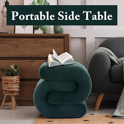 Miniatura 7 de PEIHONGET Otomana de terciopelo en forma de S taburete tapizado para reposapiés silla otomana reposapiés para maquillaje sala de estar dormitorio