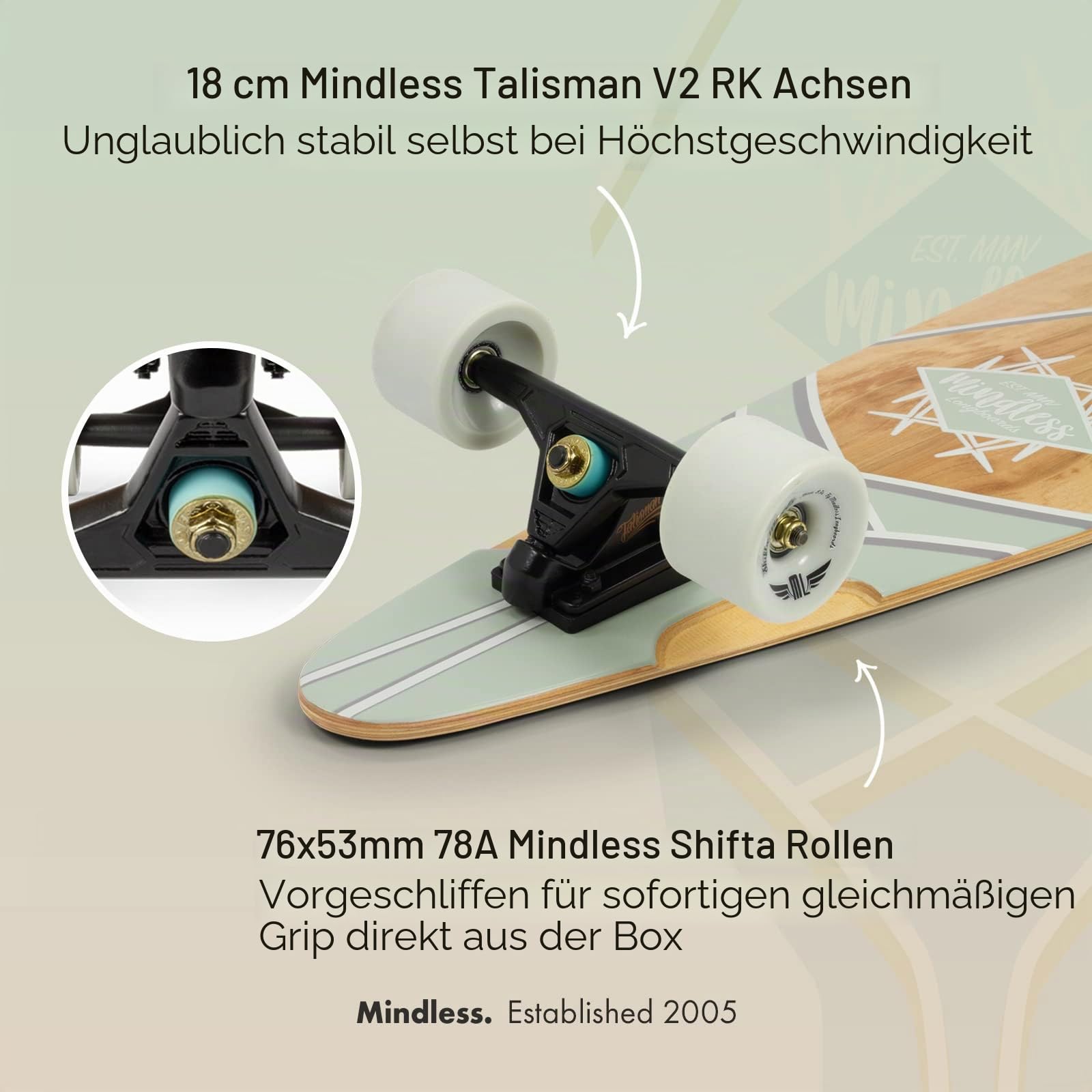 Mindless Longboards Core Pintail für Erwachsene, Unisex, Rot (Red Gum), 24 cm