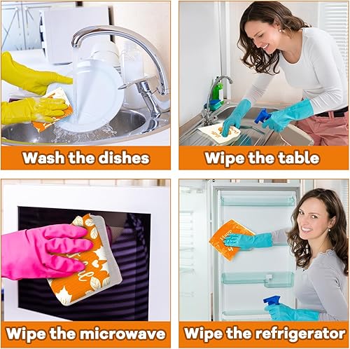 Miniatura 6 de Juego de 6 paños de cocina de calabazas de otoño para Acción de Gracias, paños de cocina suecos, hojas de arce, calabazas, toallas de cocina de