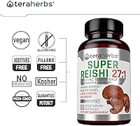 Vista 5 de Organic Reishi Mushroom Extract by Tera Herbs - 60 Vegetarian Capsules - Ganoderma Lucidum/Ling Zhi