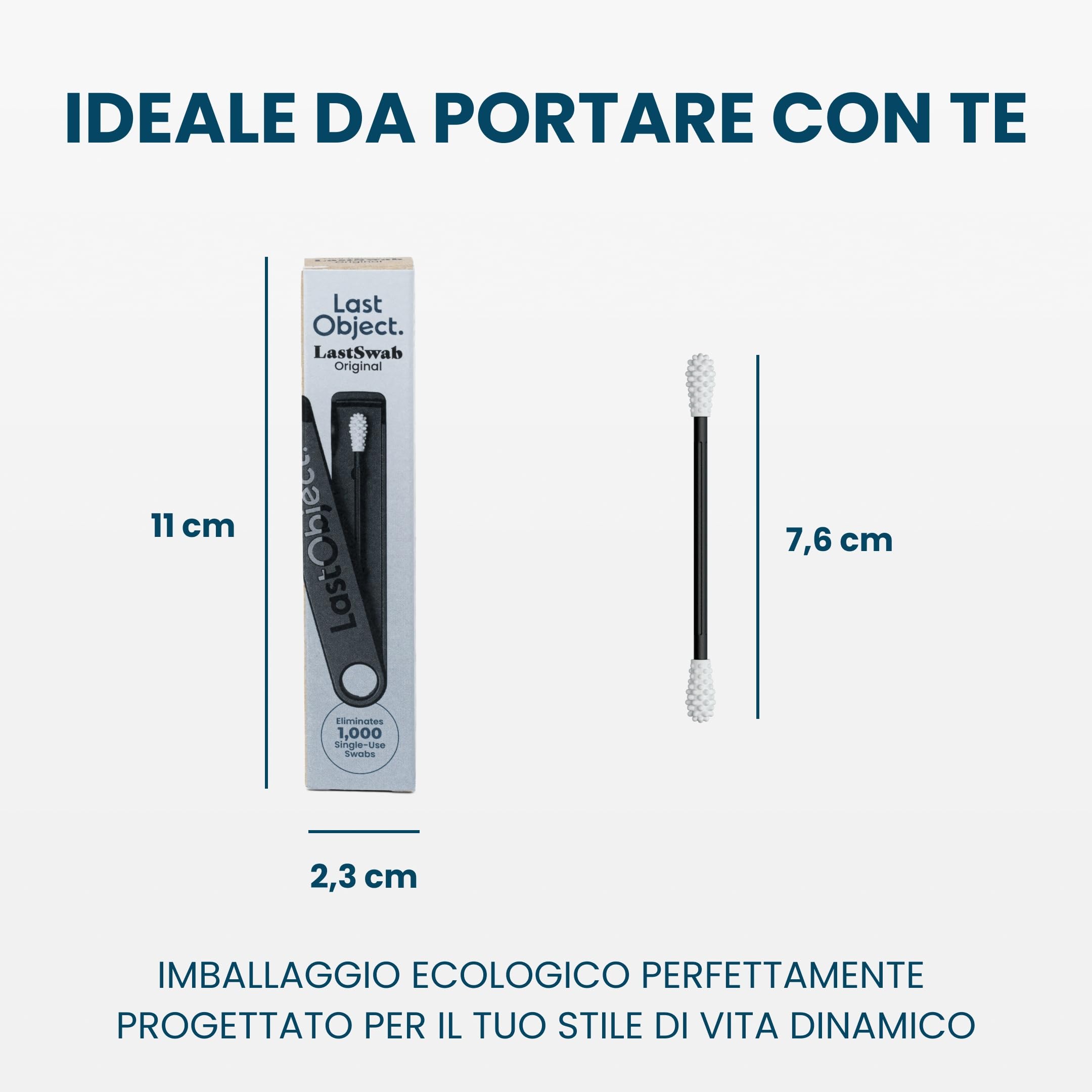 Bastoncini riutilizzabili per la pulizia delle orecchie – Alternativa sostenibile ai bastoncini usa e getta – Facili da pulire – Con custodia da viaggio - Nero