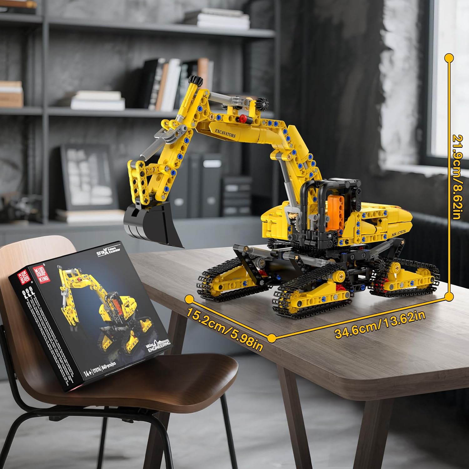 Mould King Crawler Excavator Building Sets, 17076 Engineering Excavator Kits, MOC Model Toys Birthday Gifts for Adults and Teens 14+, Construction Vehicle Set for Excavator Fans (840 Pcs)