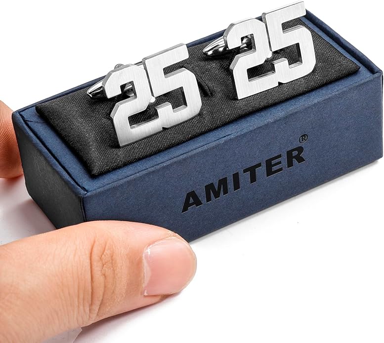 AMITER Mancornas con número plateadas para hombre miniatura 5