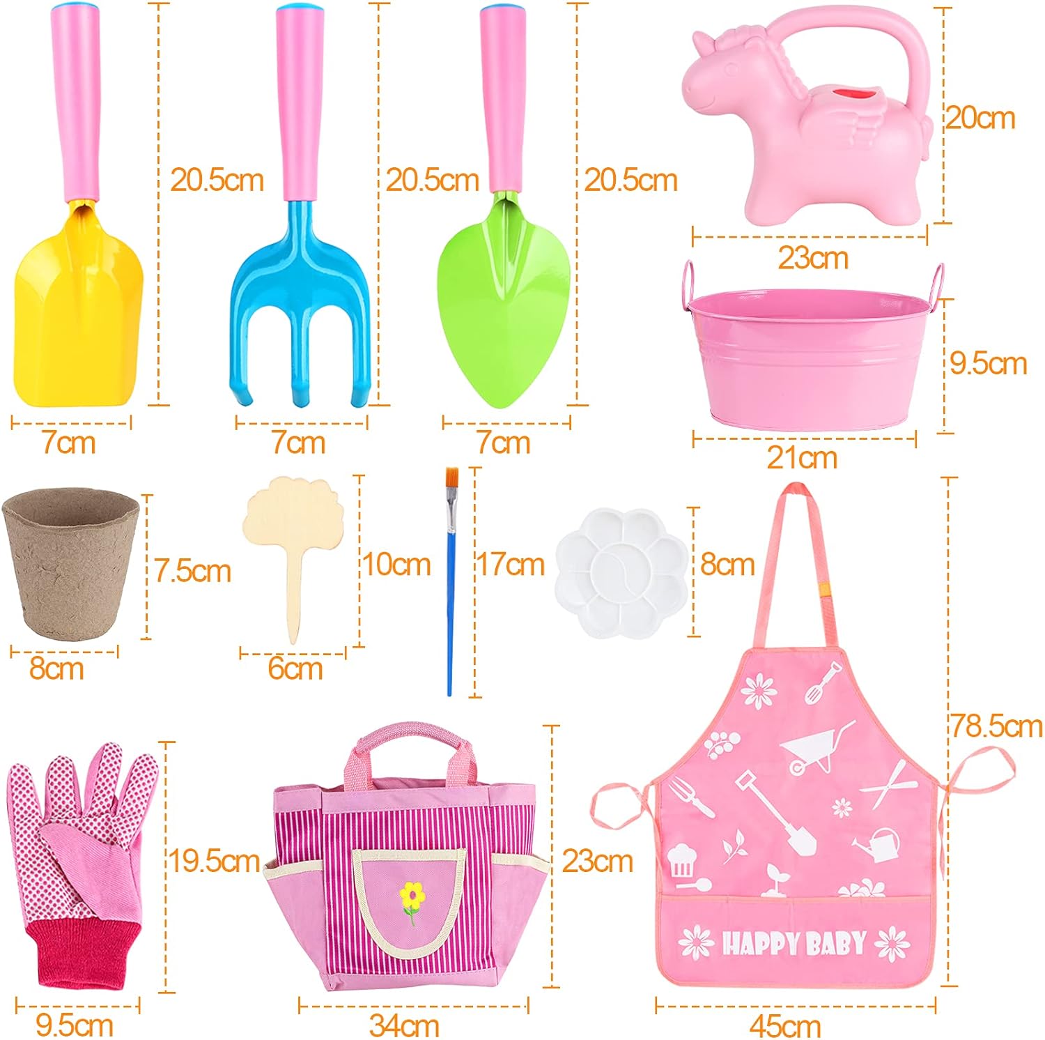 Mojitodon Kids Gardening Tool Set Flower Paint Planting Growing Kit - Includes Unicorn Watering Can, Shovel, Rake, Trowel, Gloves, Apron and Garden Tote Bag Outdoor Toys Gifts for Girls Ages 3+ : Toys & Games
