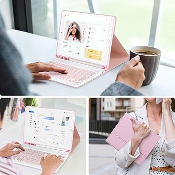 APHBZGE Keyboard Case for iPad 9/8/7th Gen 10.2’’,Detachable Case with Bluetooth Keyboard for iPad 9th Gen 10.2 inch with Pencil Holder,Auto wake/up,Pink
