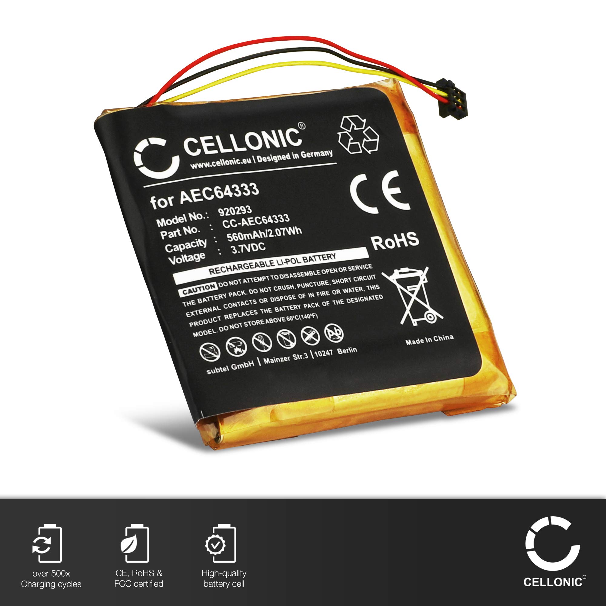CELLONIC® Wysokiej jakości akumulator kompatybilny z Beats Studio 2.0, Beats AEC64333 560 mAh + zestaw narzędzi akumulator zapasowy bateria