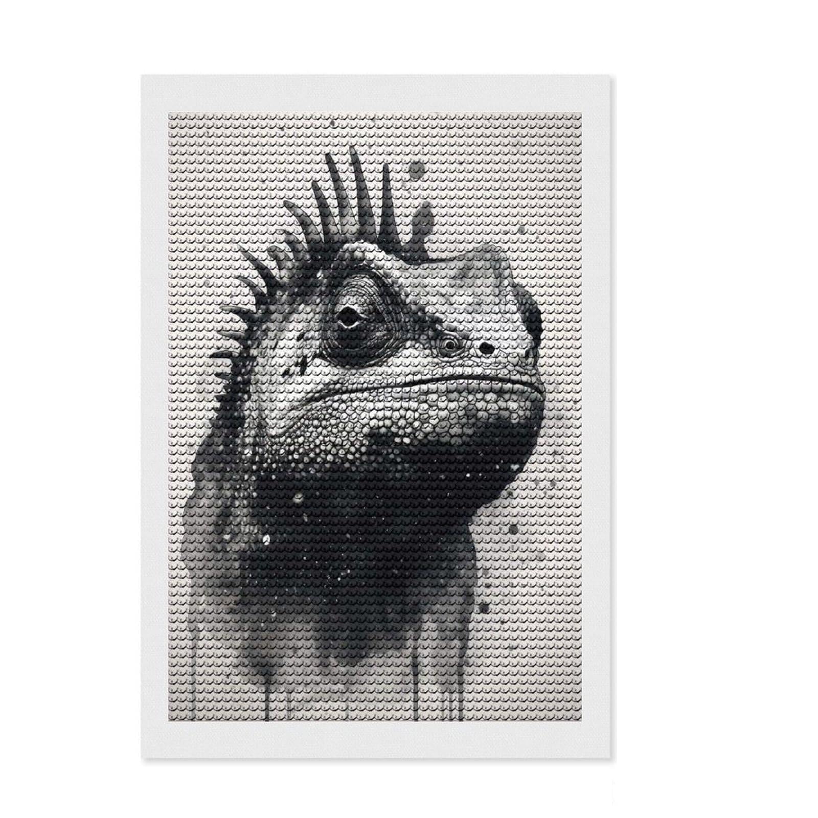 Junmoney Chameleon Beauty Lizard Round Drill Diamond Painting 8"x12", Holiday Gift Idea, Bedroom Decor, Aesthetic Room Decor, Artistic Hobby