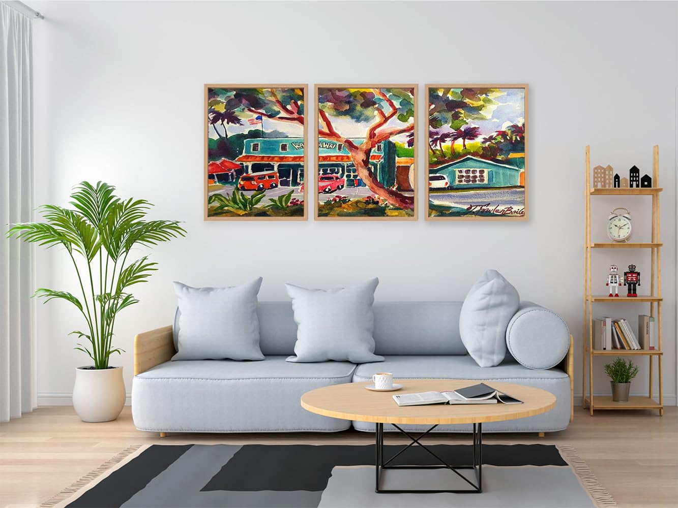 VERRE ART Printed Framed Canvas Painting for Home Decor Office Wall Studio Wall Living Room Decoration (46x27inch (Split in 3 Part) Wooden Floater) - Kalapawai Mkt Kailua