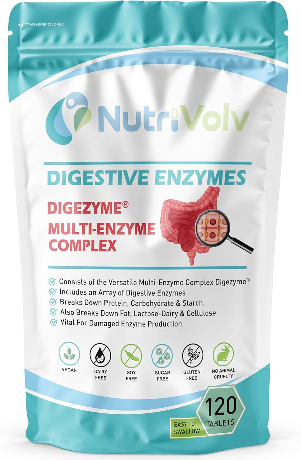 Digestive Enzymes – 120 Tablets – DigeZyme® 50mg Digestion Amino Acid Gut Health