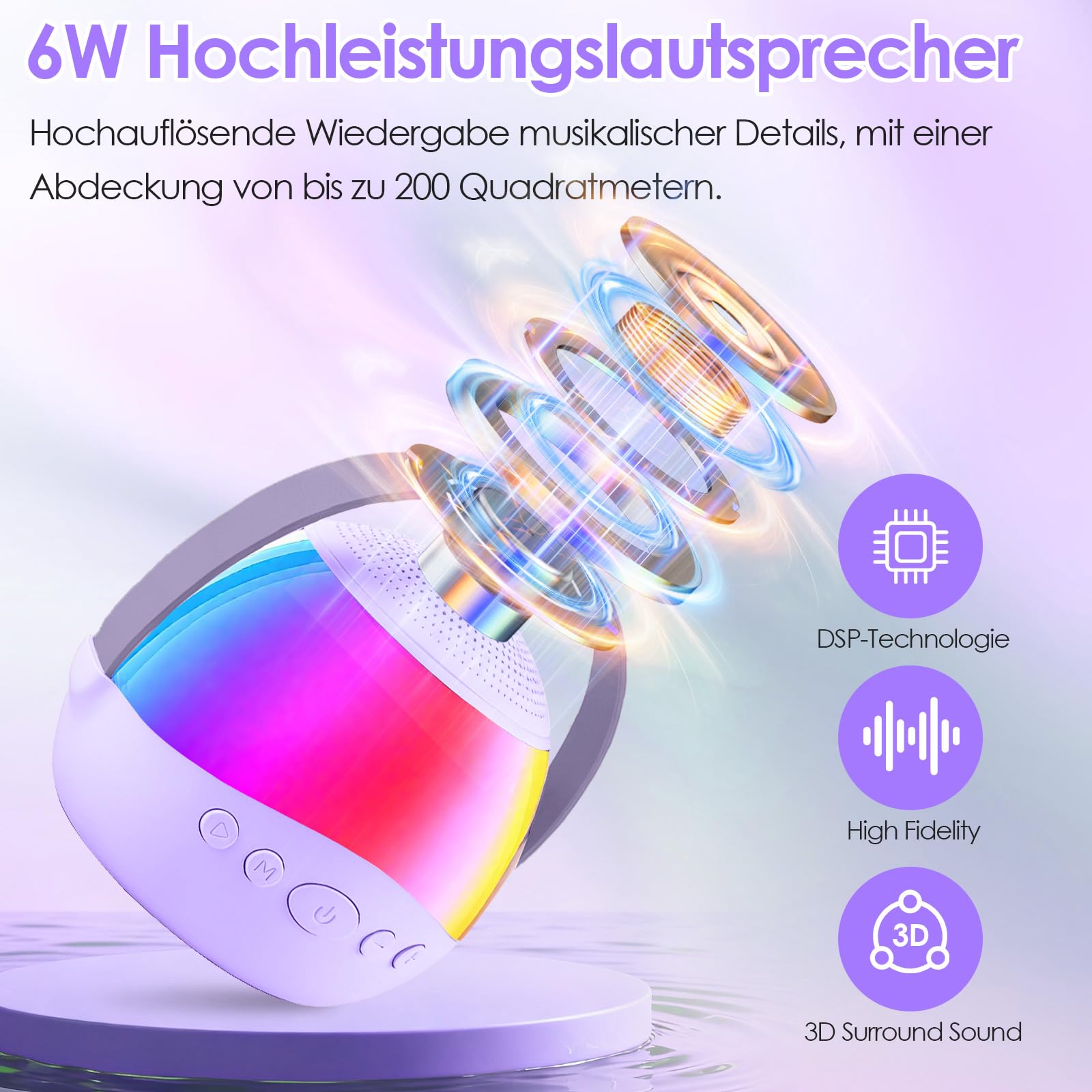 Karaoke Maschine Kinder mit 2 Karaoke Mikrofon Kinde Mini Tragbares Bluetooth Lautsprecher mit Stimme wechselnde Effekte & LED Lichteffektenfür Partei, Geschenke für Geburtstag, Weihnachten (Lila)