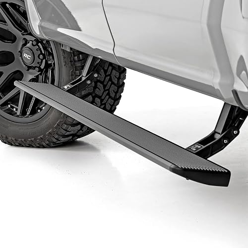 Rough Country HT-Series Power Running Boards for Ford F-150/Lightning/F-250/F-350/Raptor (2015-2026) – 6" Electric Retractable Steps w/LED