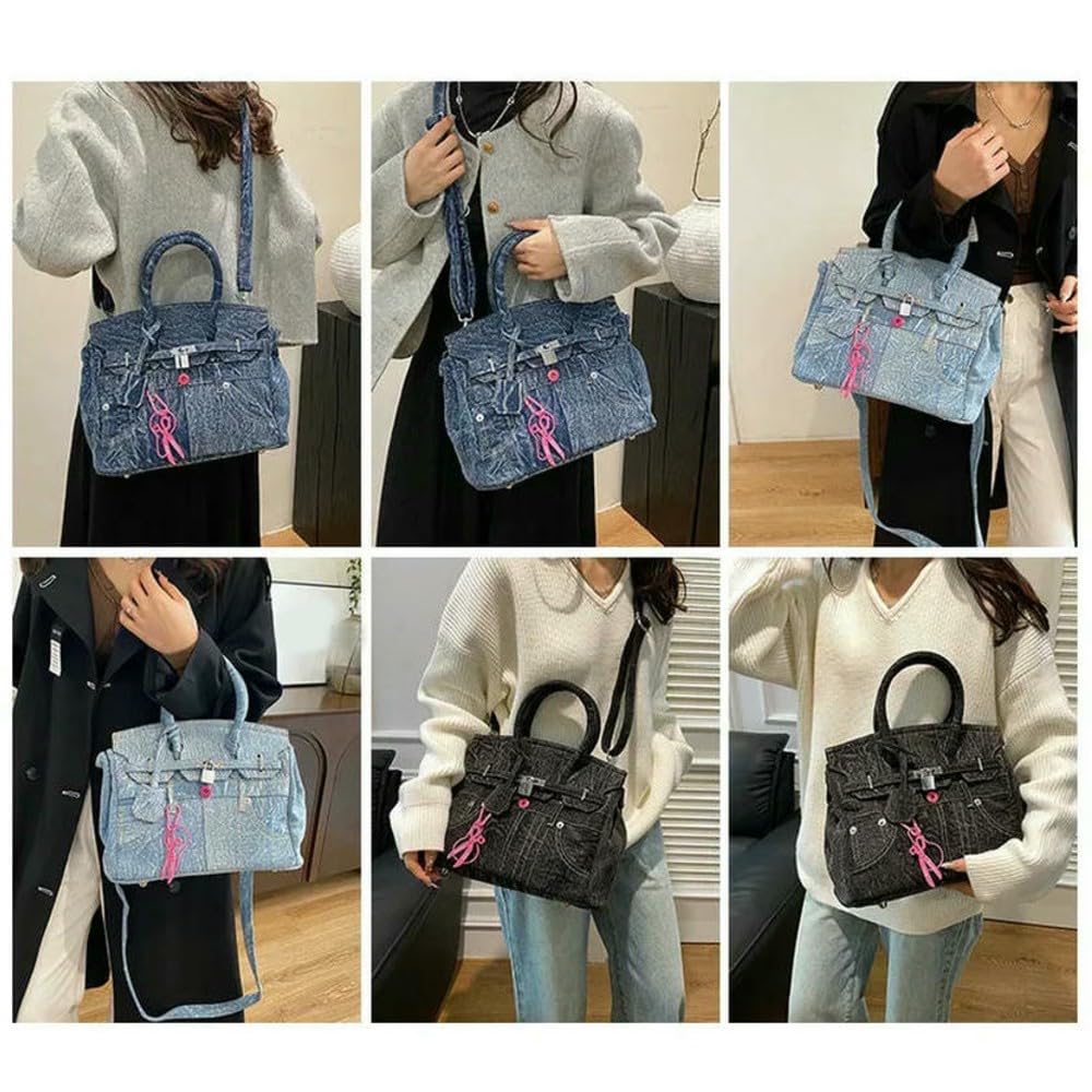 GLDFW - Borsa a tracolla da donna, in denim, spaziosa, ideale per gli amanti del pendolarismo