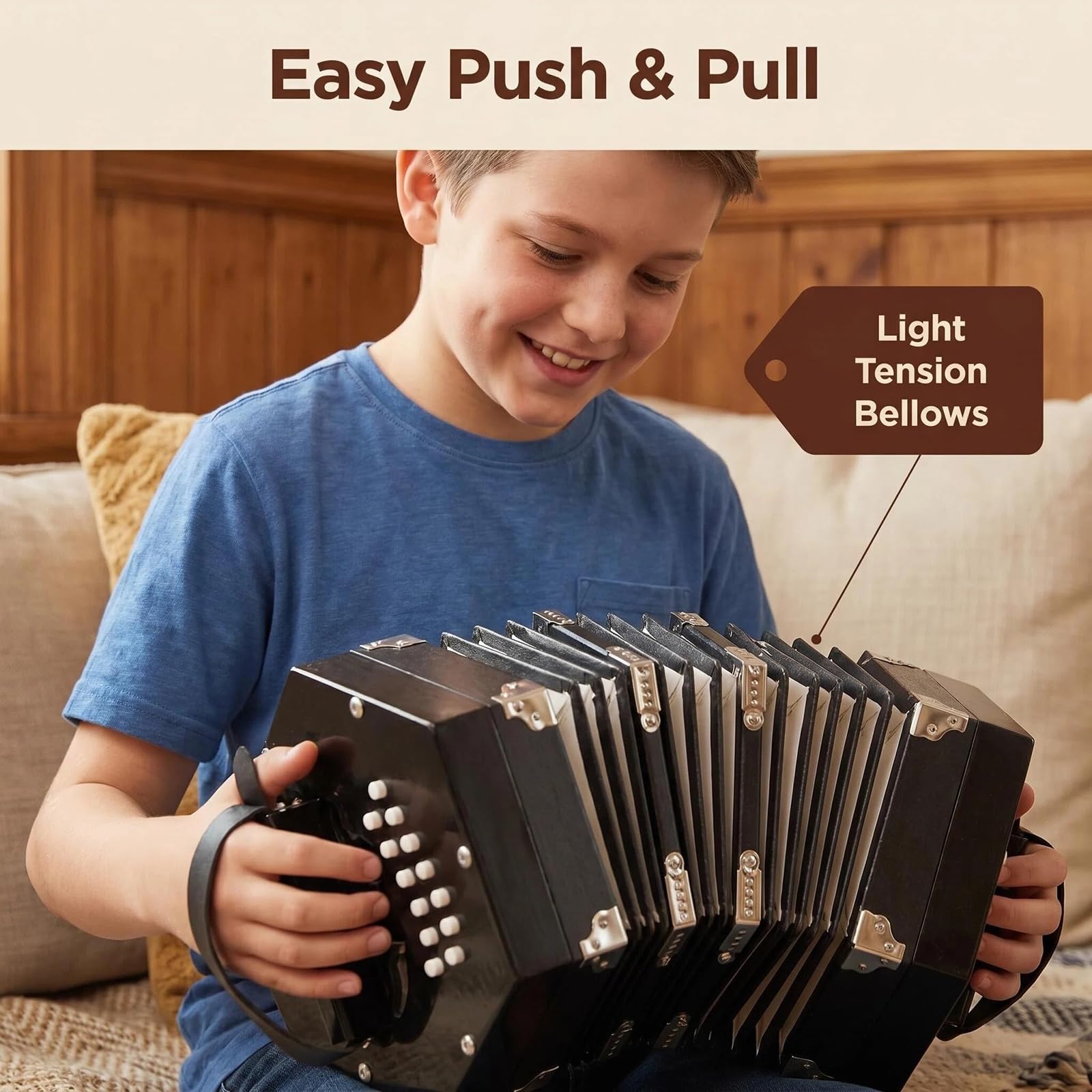 Concertina Anglo, Concertina Vintage a 20 Bottoni, Principianti, Appassionati di Musica, Pratica Professionale, Viaggi, Musica Folk D