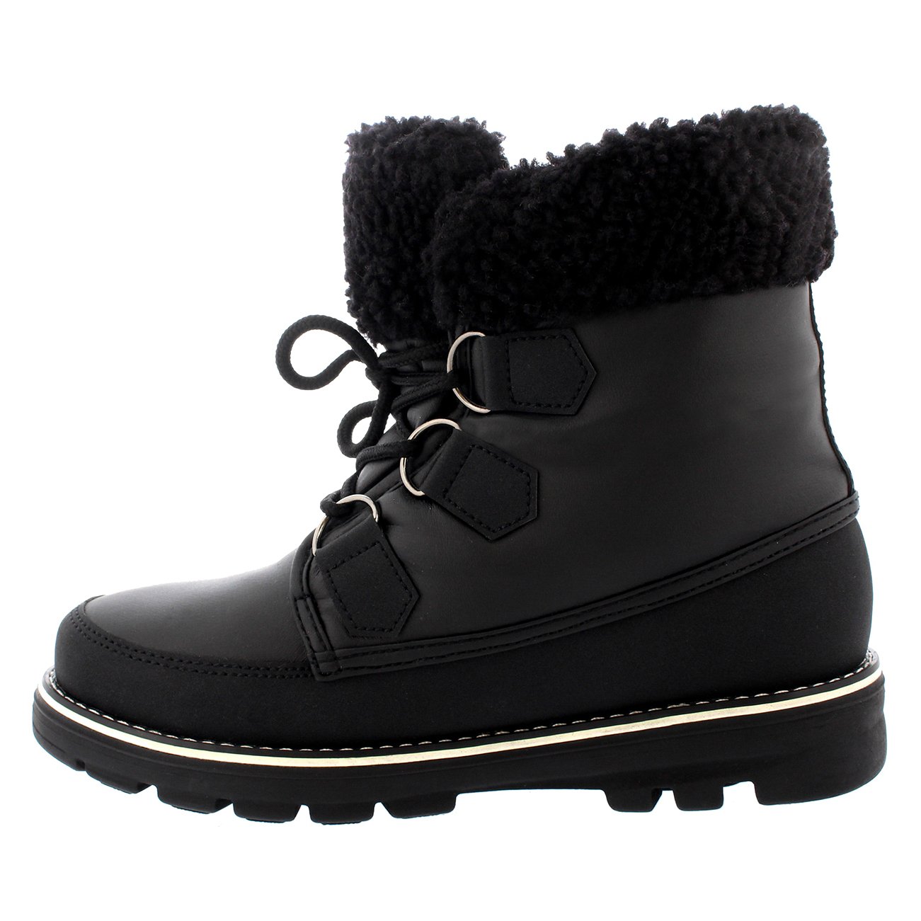 Polar Boot Womens Fleece Lined Snow Winter Waterproof Hiking Durable Ankle Boots - Black - UK6/EU39 - YC0497