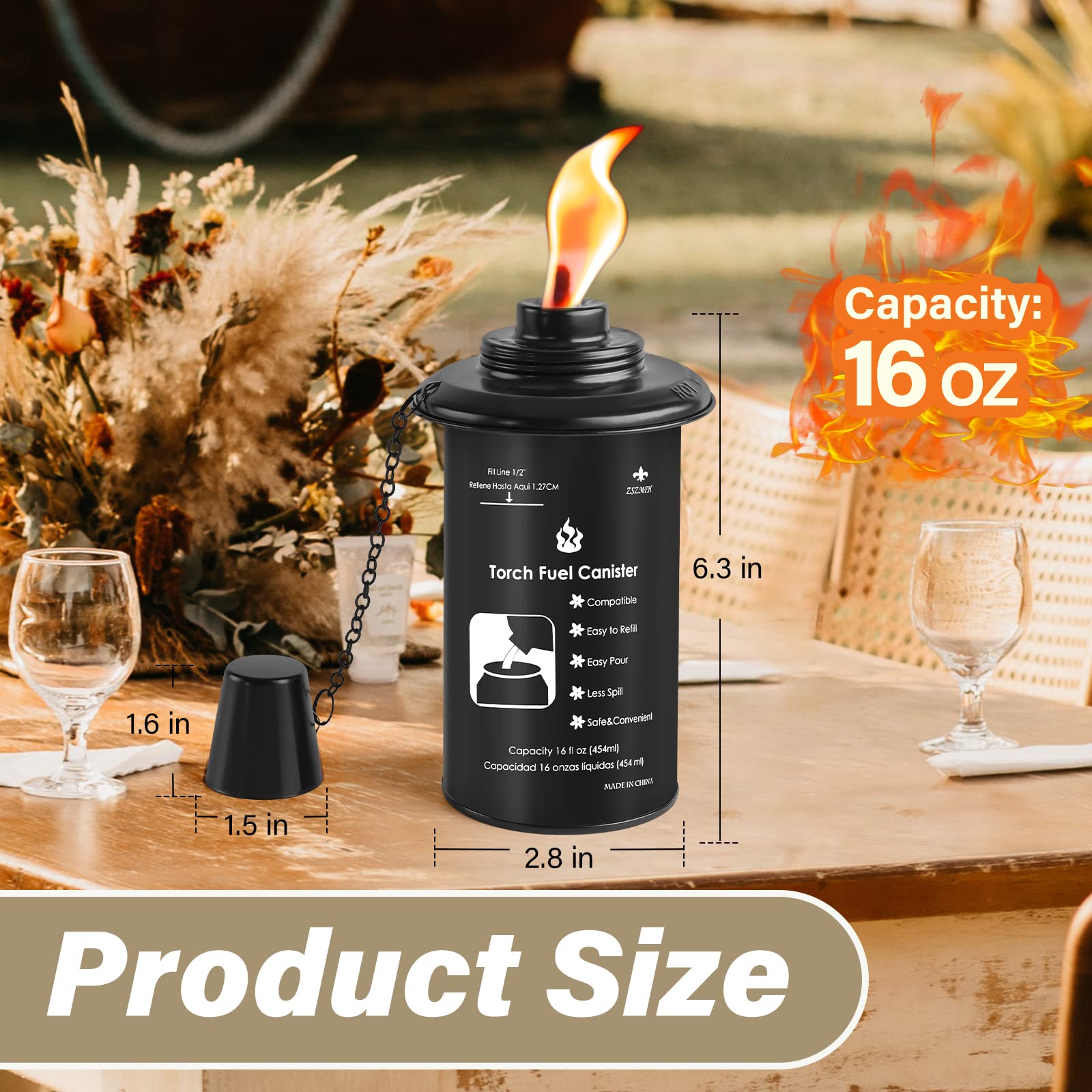 ZSZMFH 16oz Torch Canisters, 6 Pack Bamboo Torch