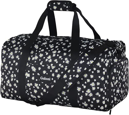 Goloni Bonita bolsa de lona para mujer, bolsa de gimnasio con compartimento para zapatos, bolsa de lona ligera de viaje de fin de semana, bolsa