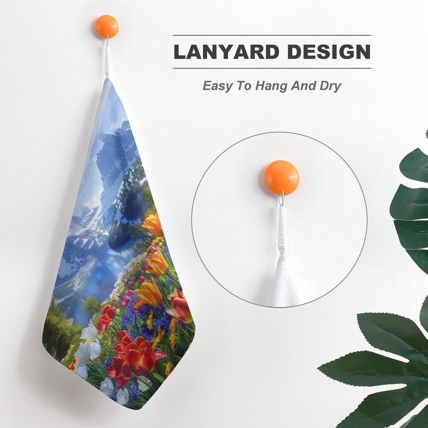 Tulips Floral Hand Towels for Bathroom Kitchen Towels Small Towel Handkerchiefs with Hanging Loop 4PCS