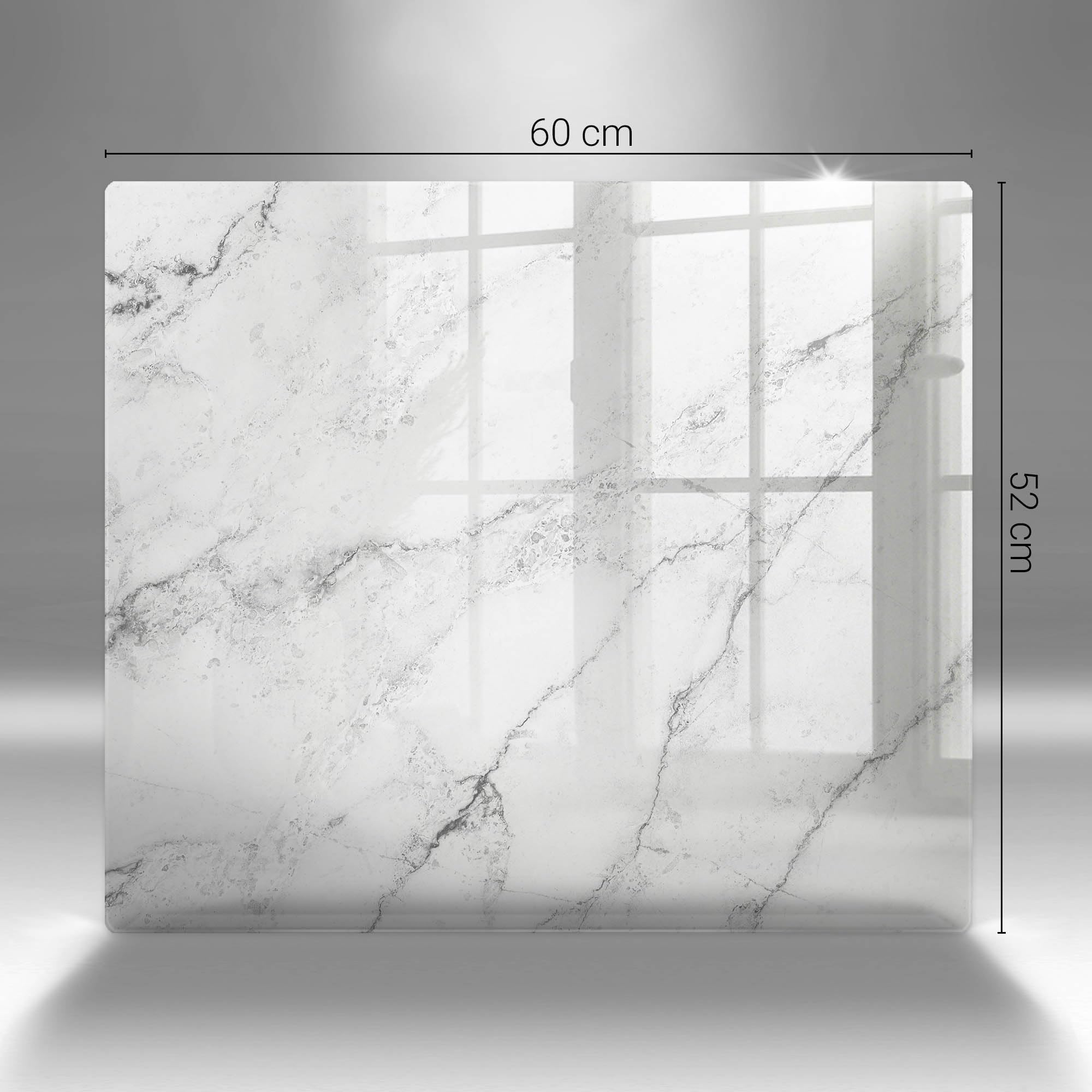 Planche à Découper pour la Cuisine 60x52 cm Avec Impression Décoration Résistant à la Chaleur Modernité Symétrique Contact Alimentaire Bords Polis Pieds Antidérapants - Marbre