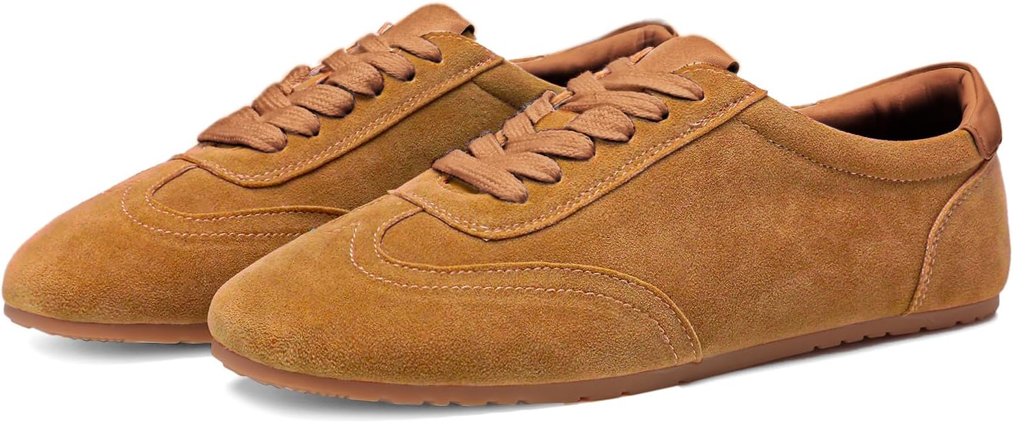 CEFISOP Suede Sneakers for Women Comfortable Round Toe Non Slip Retro Athletic Sneaker Casual Lace-Up Walking Lightweight Tennis Shoes