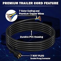 Vista 2 de CheeMuii Cable de remolque de 15 pies, resistente de 7 vías, kit de arnés de cableado de remolque de 7 pines, enchufe de remolque en línea, cable