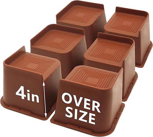 Vista 46 de Paquete de 4 elevadores de cama de 1 pulgada, elevadores de muebles de 2 pulgadas, negros, elevadores de cama resistentes para mesa, sofá, silla