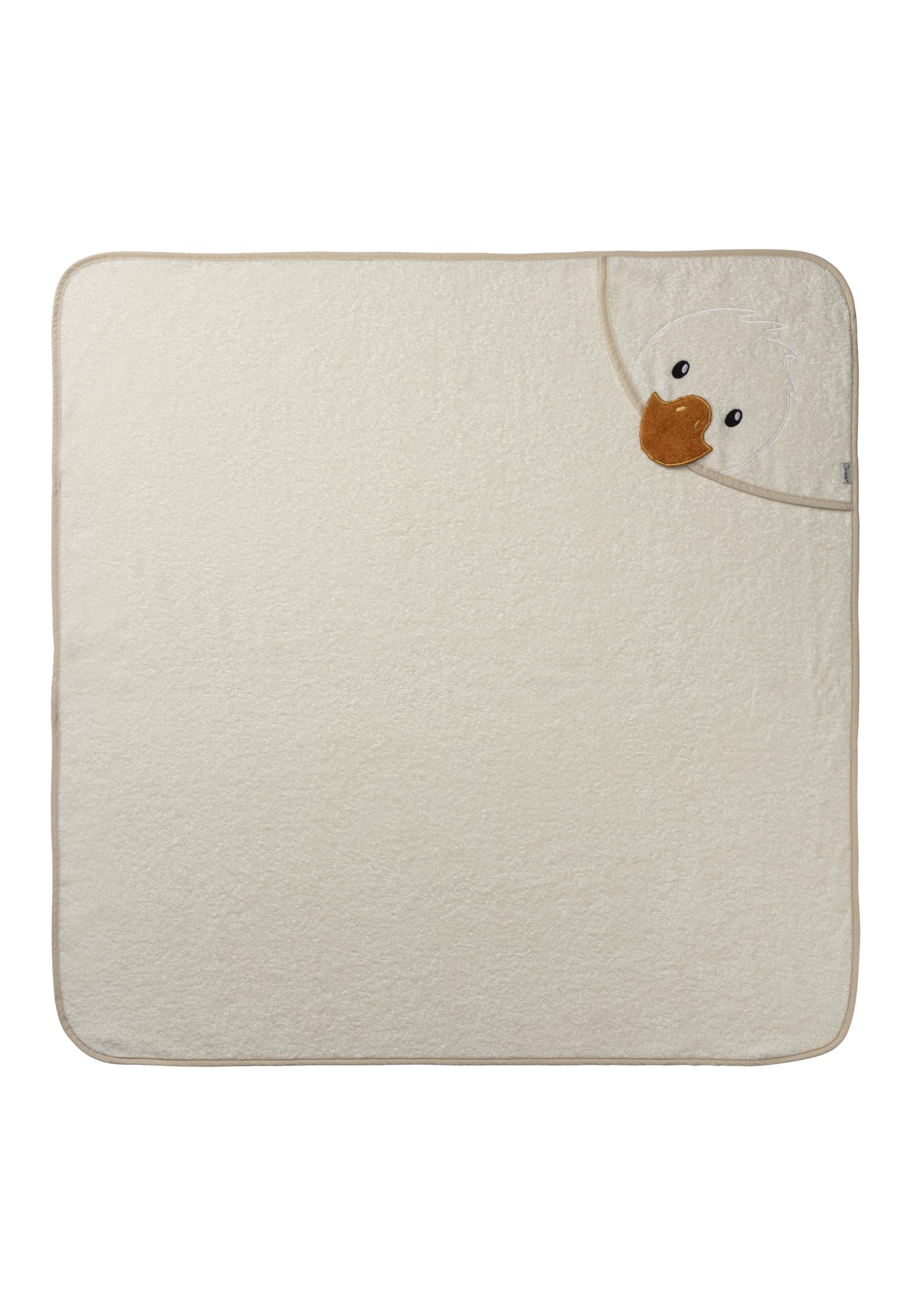 Sterntaler Kapuzen Badetuch aus Uni Frottee 100 x 100 cm mit Konturstickerei Entenkopf Edda Lou und angesetztem Schnabel,