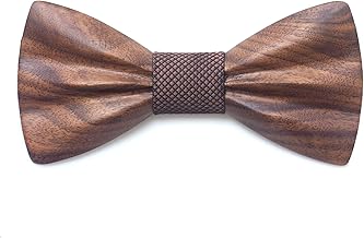 Cyriacus Men's Wooden Bow Tie, Adjustable Wooden with Hook, Wedding Business Party Work Graduation, 12 * 5.3cm