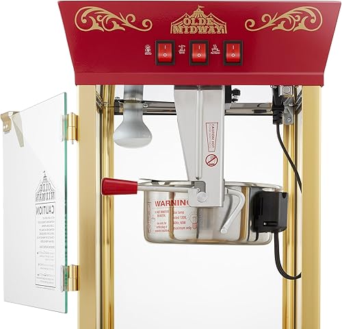 Miniatura 4 de Olde Midway - máquina de hacer palomitas estilo cine con hervidor de 8 onzas - rojo, popper de estilo vintage para encimera