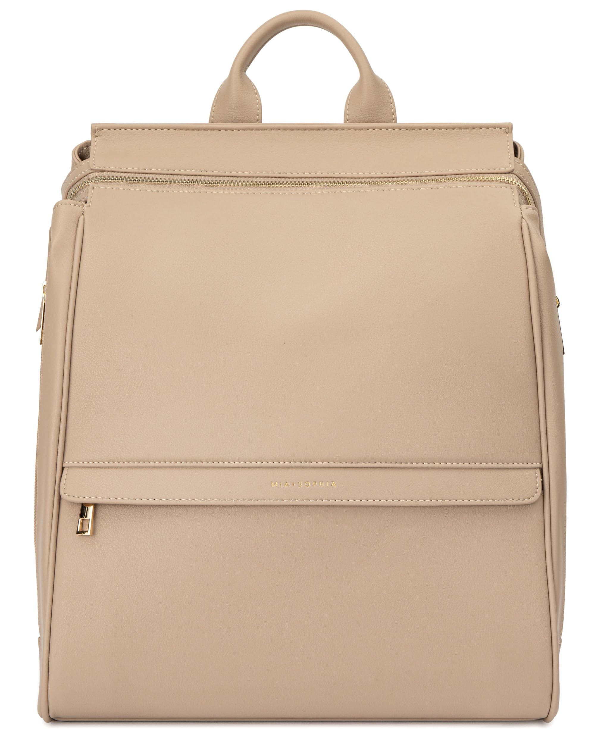 MIA + SOPHIA Leather Diaper Bag Backpack with Changing Pad, Stroller Straps, Bottle Holder
